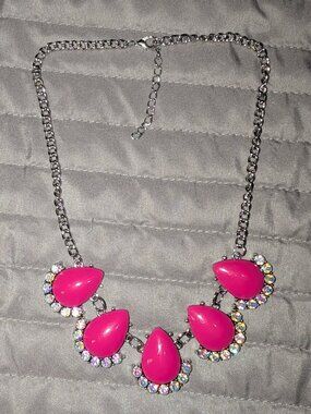 $2 with Bundle ~ Hot Pink Statement Necklace 6574